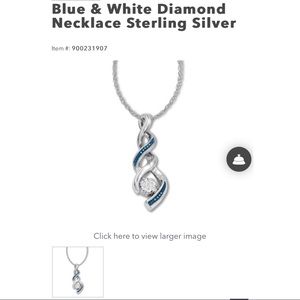 Blue & White Diamond Necklace Sterling Silver